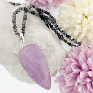 Kunzite Pendant Moonstone Necklace